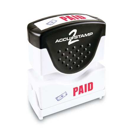 Accu-Stamp2 Pre-Inked Shutter Stamp with Microban, Red/Blue, PAID, 1.63 x 0.5 035535
